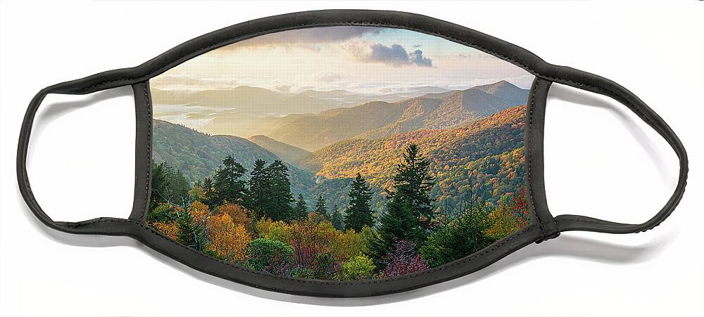 Appalachians Face Mask featuring the photograph Blue Ridge Parkway NC Morning Autumn Vibes by Robert Stephens