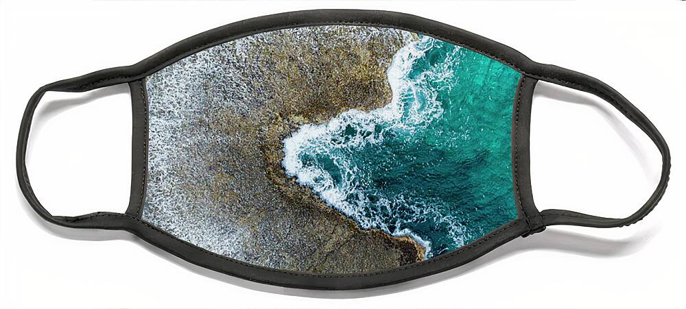 Blue Ripple Ocean Aerial View Oahu Hawaii Face Mask featuring the photograph Blue Ripple by Leonardo Dale