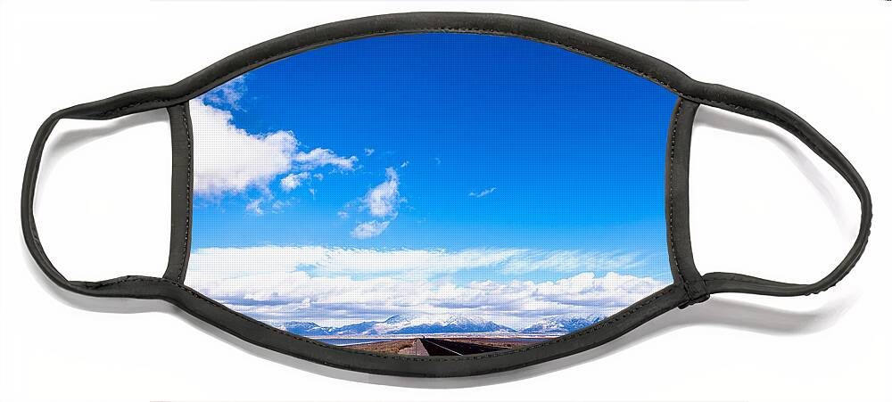 Utah Face Mask featuring the photograph Blue Sky Black Road by Mark Gomez