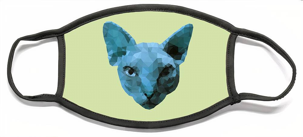 Sphynx Face Mask featuring the digital art Blue Sphynx by Jindra Noewi