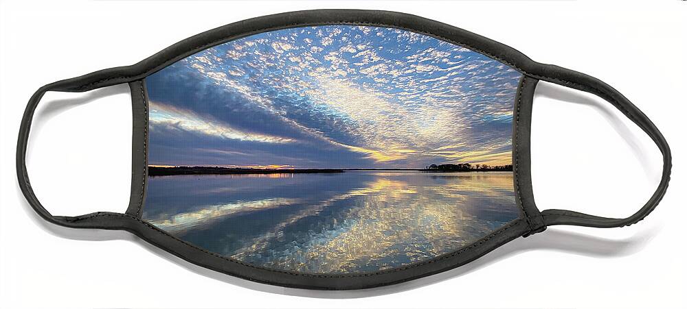 Clouds Face Mask featuring the photograph Blue Sunset by Pam Rendall