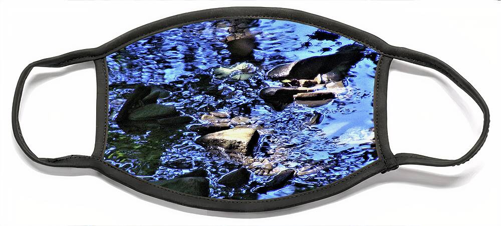 Stream Face Mask featuring the photograph Blue Water in the Stream by Christopher Reed