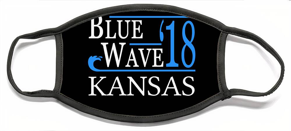 Election Face Mask featuring the digital art Blue Wave KANSAS Vote Democrat by Flippin Sweet Gear