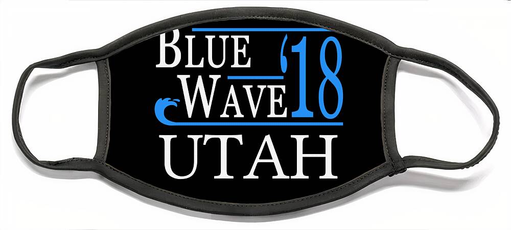Election Face Mask featuring the digital art Blue Wave UTAH Vote Democrat by Flippin Sweet Gear