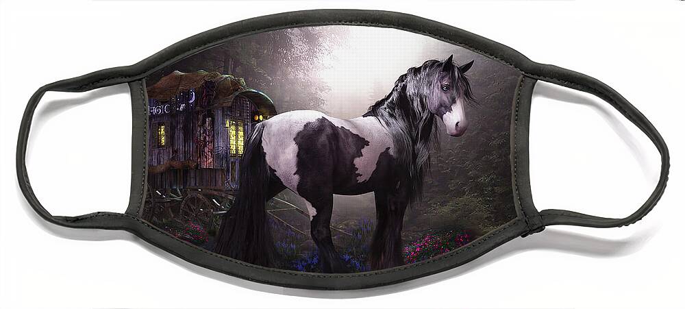 Vanner Face Mask featuring the digital art Bluebell Irish Cob by Shanina Conway