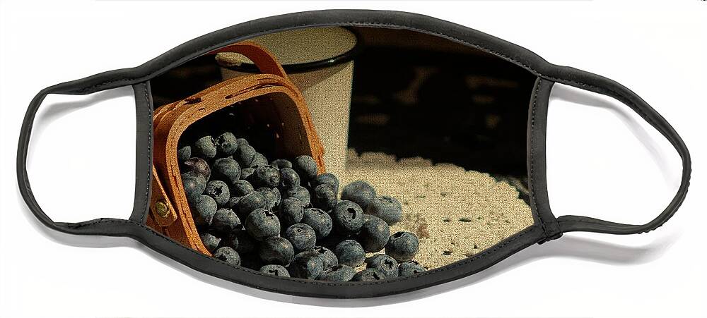Blueberries Face Mask featuring the photograph Blueberries in Basket - Old World Stills Series by Colleen Cornelius