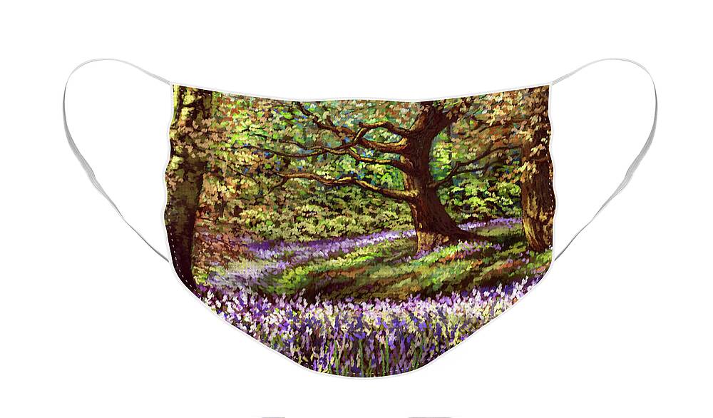 Nature Face Mask featuring the painting Bluebonnets by Hans Neuhart