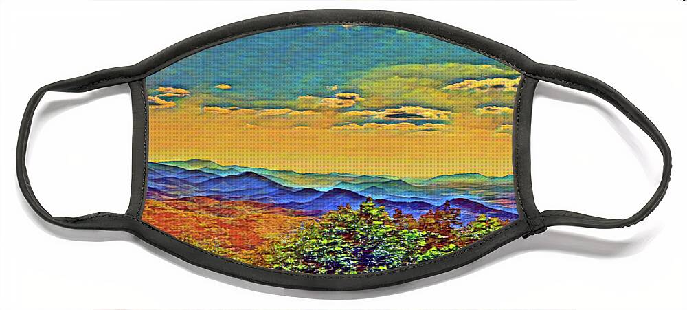 Blue Ridge Valley Face Mask featuring the painting Blueridge Valley View by The James Roney Collection