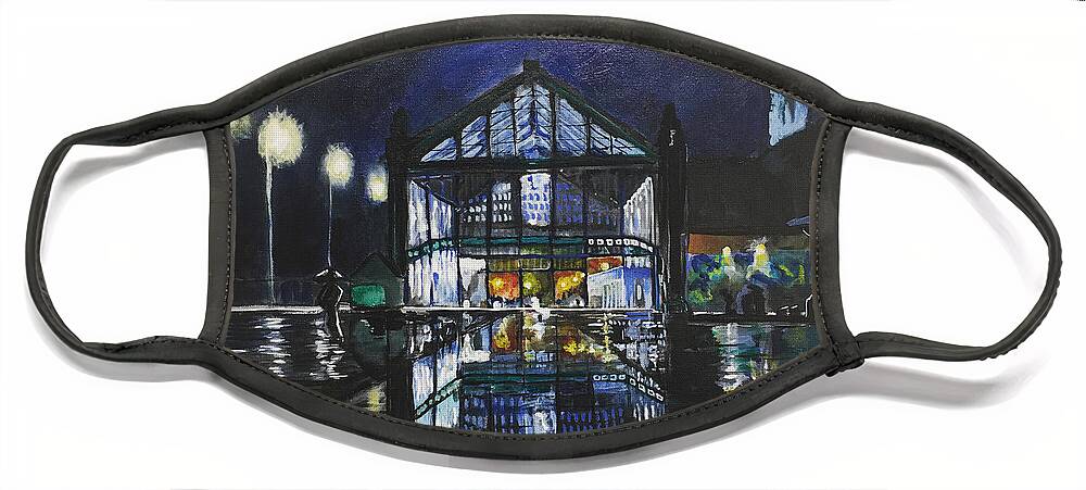 #asburypark #asburycasino Face Mask featuring the painting Boardwalk Reflections by Patricia Arroyo