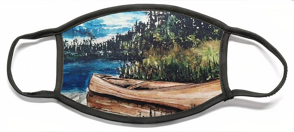  Face Mask featuring the painting Boat by Angie ONeal
