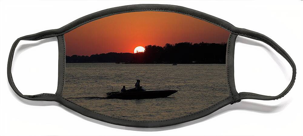 Sunset Face Mask featuring the photograph Boat Sunset by Deborah Ritch