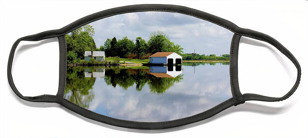 Blackwater River Face Mask featuring the photograph Boathouse Reflected in River on a Beautiful Day by Charles Floyd