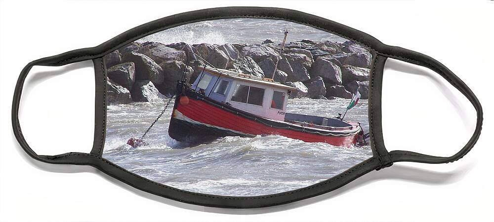 Boats Face Mask featuring the photograph Bobbing boat by Christopher Rowlands
