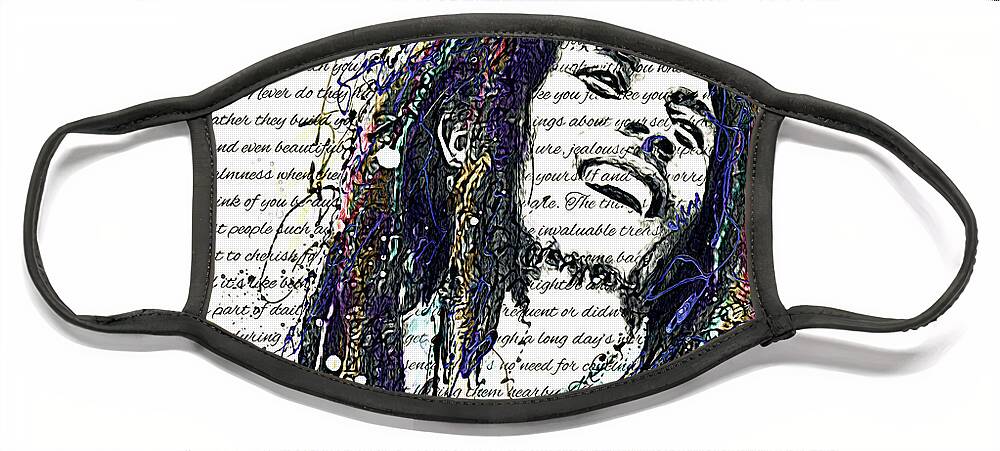 Portrait Face Mask featuring the digital art Bob's Digital Ink Painting by OLena Art