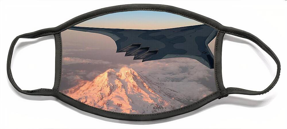 Boeing Face Mask featuring the digital art Boeing BWB Bomber by Custom Aviation Art