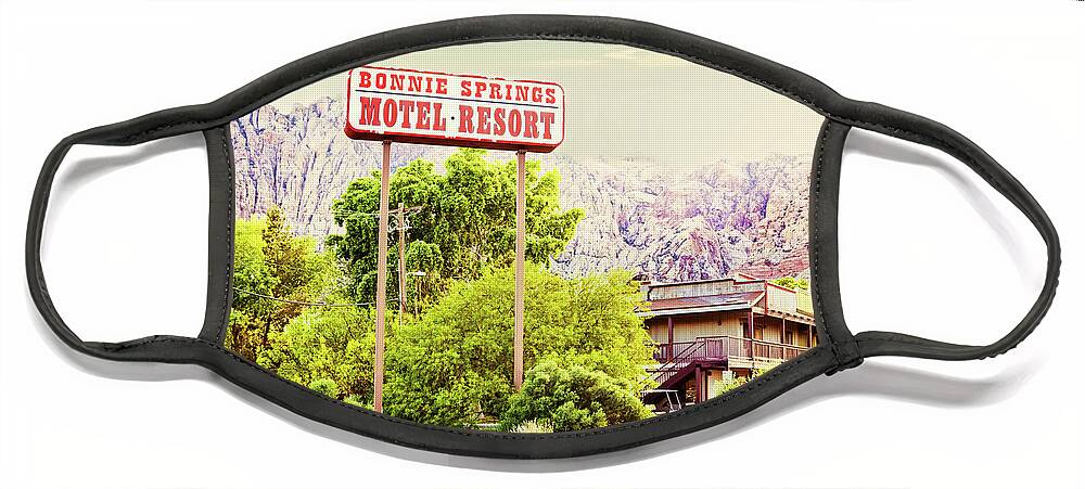 Bonnie Springs Motel Resort Face Mask featuring the photograph Bonnie Springs Motel Resort by Tatiana Travelways