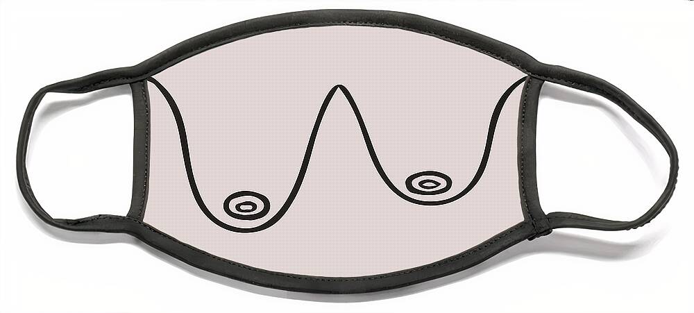 Boobs tits nude line art funny woman abstract breast drawing trendy poster  wall art home decor 2/10 Face Mask