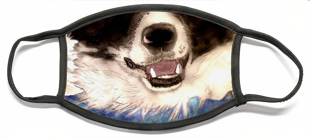 Border Collie Face Mask featuring the mixed media Sweet Border Collie by Pamela Calhoun