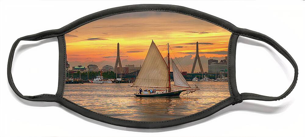 Boston Face Mask featuring the photograph Boston Harbor Sunset Sail by Joann Vitali