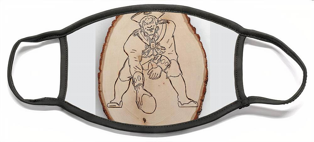 Pyrography Face Mask featuring the pyrography Boston Patriots est 1960 by Sean Connolly