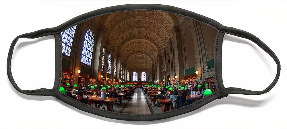 Boston Public Library Face Mask featuring the photograph Boston Public Library Reading Room by Joann Vitali