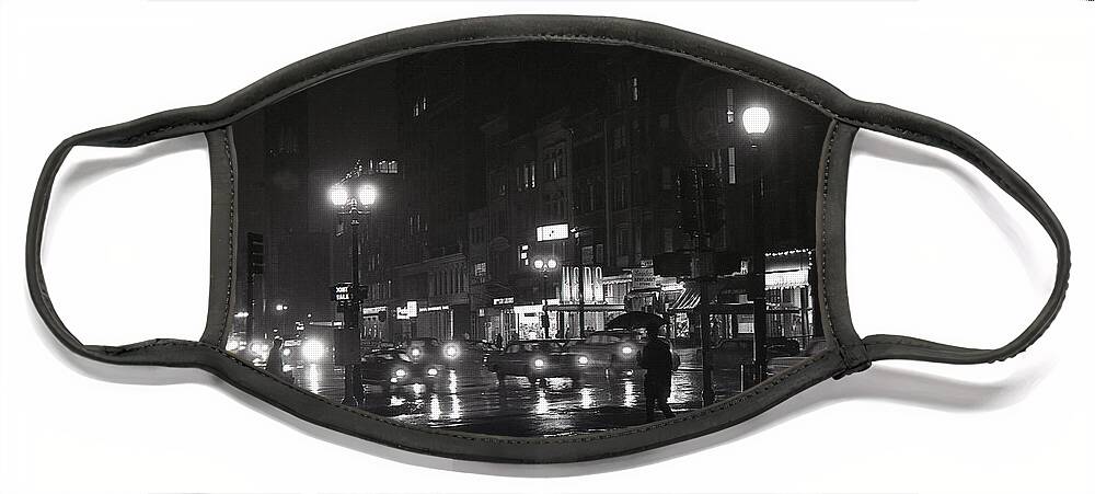 Night Face Mask featuring the photograph Boston Rainy Night by Russel Considine