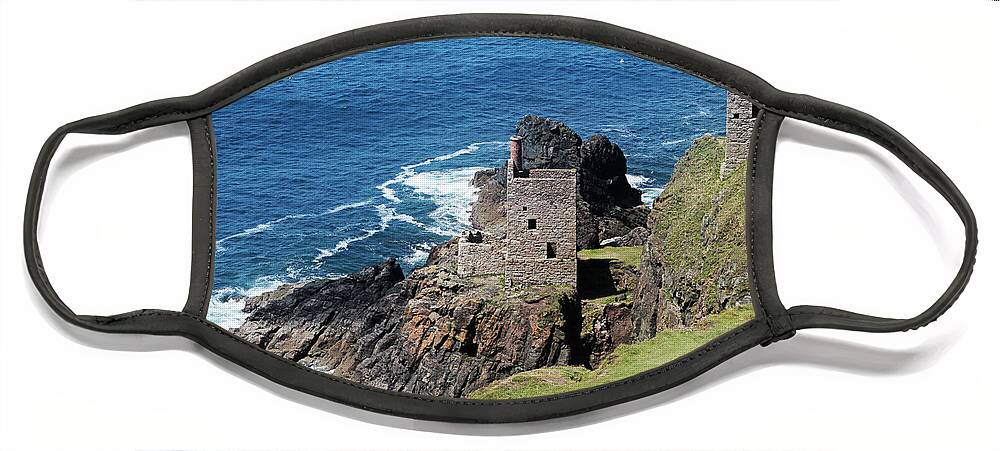 Crown Engine Houses Face Mask featuring the photograph Botallack Crown Engine Houses Cornwall by Terri Waters
