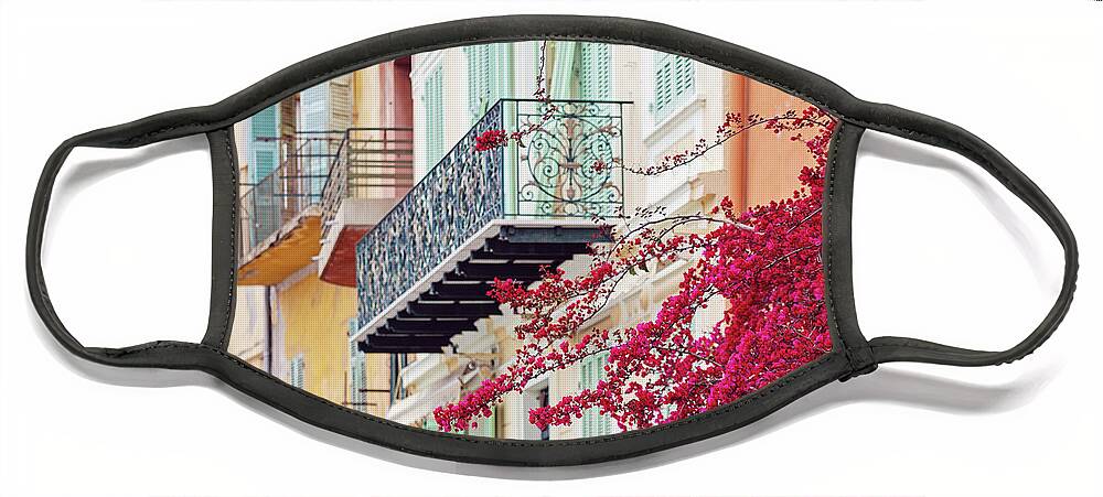 Bougainvillea Face Mask featuring the photograph Bougainvillea in Villefranche Sur Mer by Melanie Alexandra Price