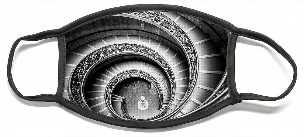 Bramante Staircase Face Mask featuring the photograph Bramante Spiral Staircase, Vatican City, Rome by Neale And Judith Clark