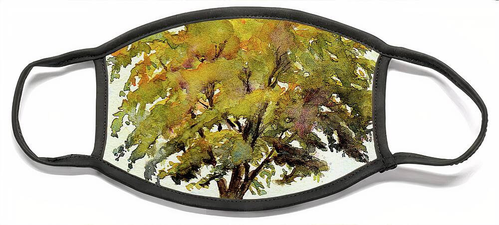 Tree Face Mask featuring the painting Brazos Oak No 1 by Wendy Keeney-Kennicutt