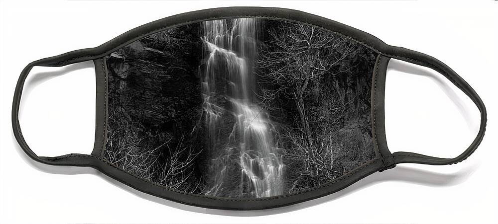 Bridal Veil Falls Black And White Face Mask featuring the photograph Bridal Veil Falls Black And White by Dan Sproul