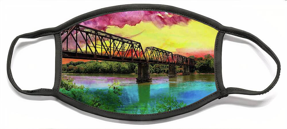 Bridge Face Mask featuring the photograph Bridge in Rainbow Prism by Pam Rendall