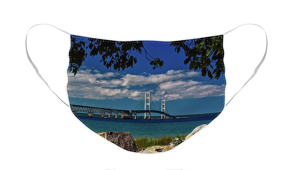 America Face Mask featuring the photograph Bridge to the U.P. by Nick Zelinsky Jr