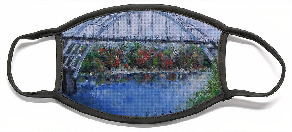 Selma Face Mask featuring the painting Bridge Toward Freedom by Dan Campbell