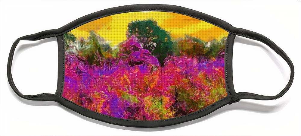 Meadow Face Mask featuring the mixed media Brilliant Meadow by Christopher Reed