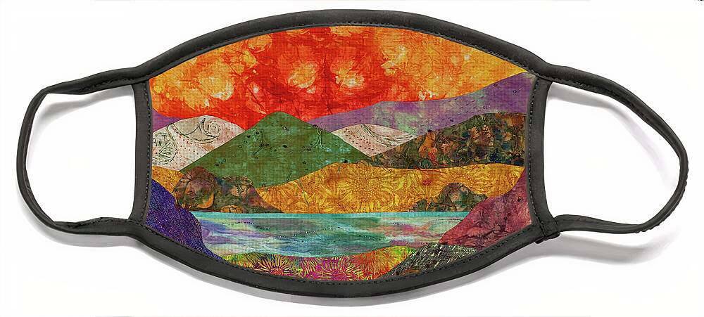 Fiber Art Face Mask featuring the mixed media Brilliant Sky by Vivian Aumond