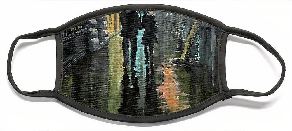 Rain Face Mask featuring the painting Broad Street Victoria January 2021 by Scott Dewis