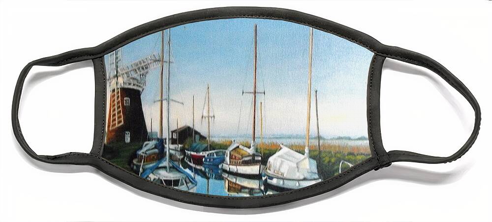 Broads Norfolk Face Mask featuring the painting Broads Norfolk by HH Palliser
