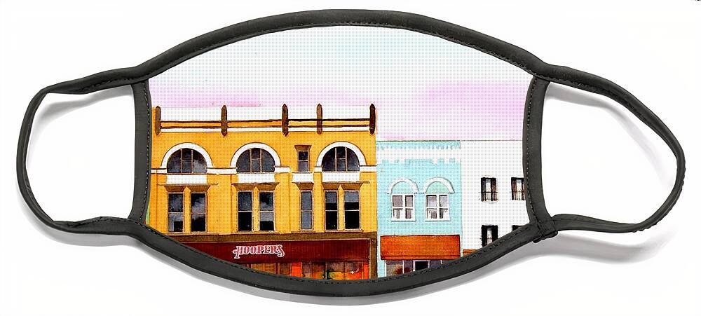 Architecture Face Mask featuring the painting Broadway #2 by William Renzulli