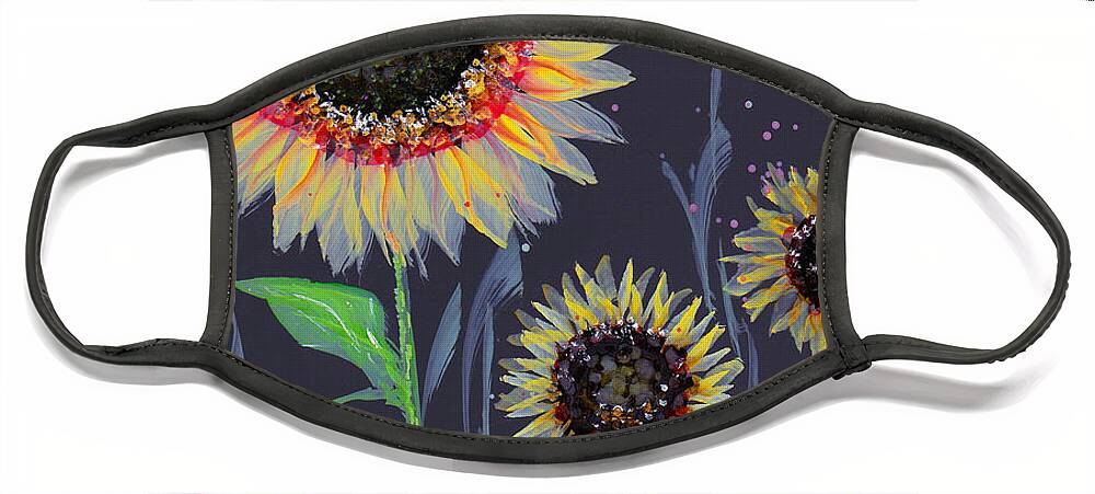 Sunflower Face Mask featuring the painting Brushed Sunflower No.2 by Kimberly Deene Langlois
