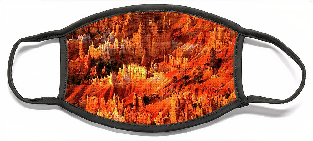 Bryce Canyon Face Mask featuring the photograph Fire Dance - Bryce Canyon National Park. Utah by Earth And Spirit