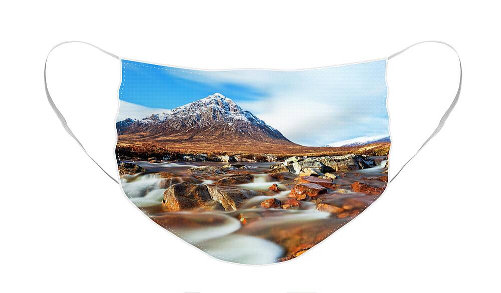 Buachaille Etive Mor Face Mask featuring the photograph Buachaille Etive Mor in the Scottish Highlands by Neale And Judith Clark
