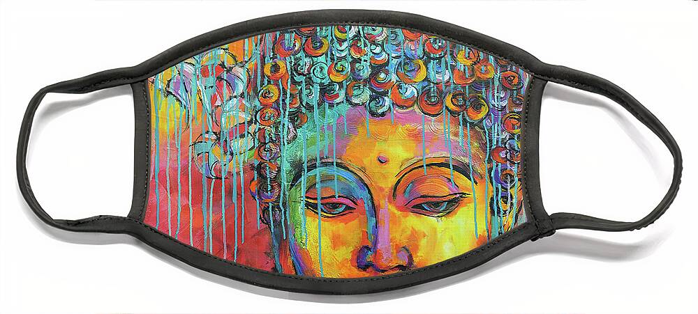  Face Mask featuring the painting Buddha's Enlightenment by Jyotika Shroff