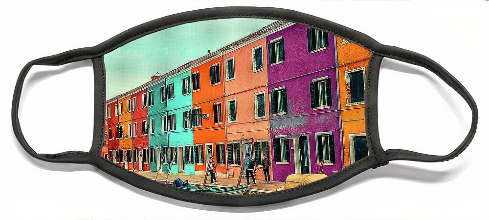  Face Mask featuring the photograph Burano, Italy #2 by Ken Arcia