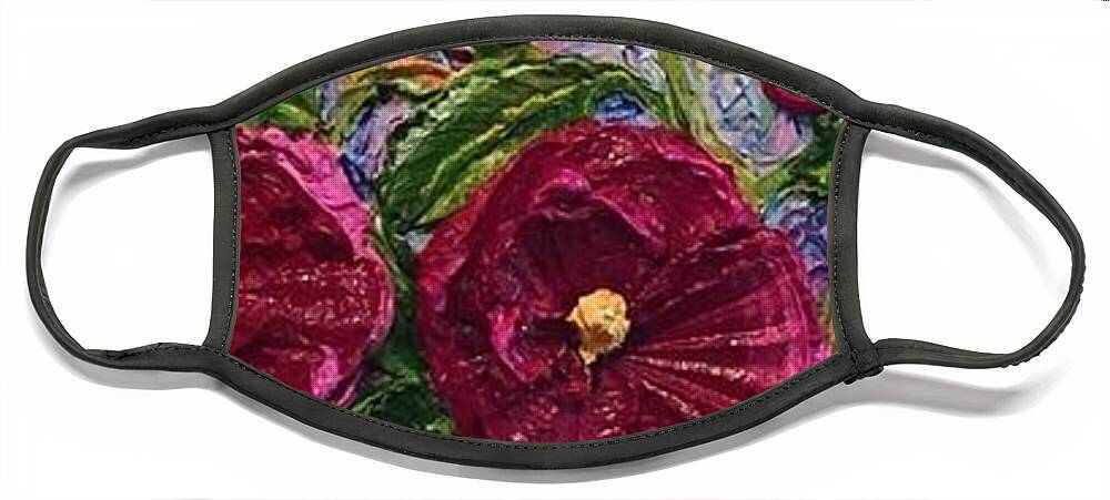 Impasto Face Mask featuring the painting Burgandy Hollyhock by Paris Wyatt Llanso