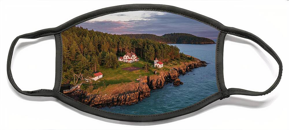 Lighthouse Face Mask featuring the photograph Burrows Island Sunset 2 by Michael Rauwolf