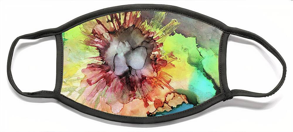 Alcohol Ink Face Mask featuring the painting Burst by Karin Eisermann