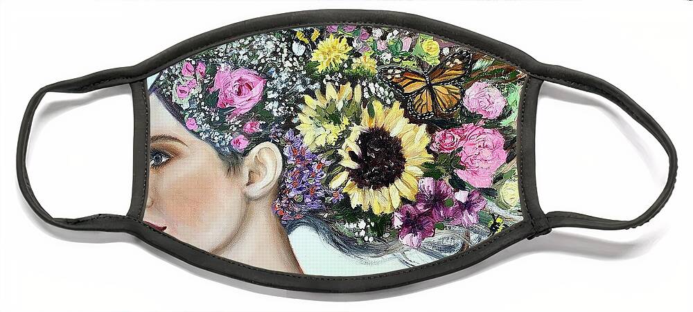 Flowers Face Mask featuring the painting Flowers in Her Hair by Melissa Torres