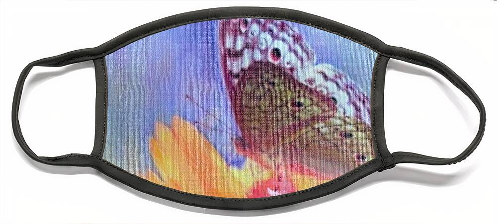 Butterfly Face Mask featuring the painting Butterfly Kisses by Cara Frafjord