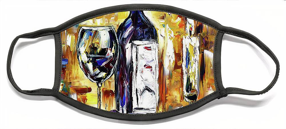 Bottle Of Wine Face Mask featuring the painting By Candlelight by Mirek Kuzniar
